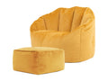 Ochre yellow velvet pouf chair with footrest - SIRENA 98738JZNC