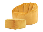 Ochre yellow velvet pouf chair with footrest - SIRENA 98738JZNC