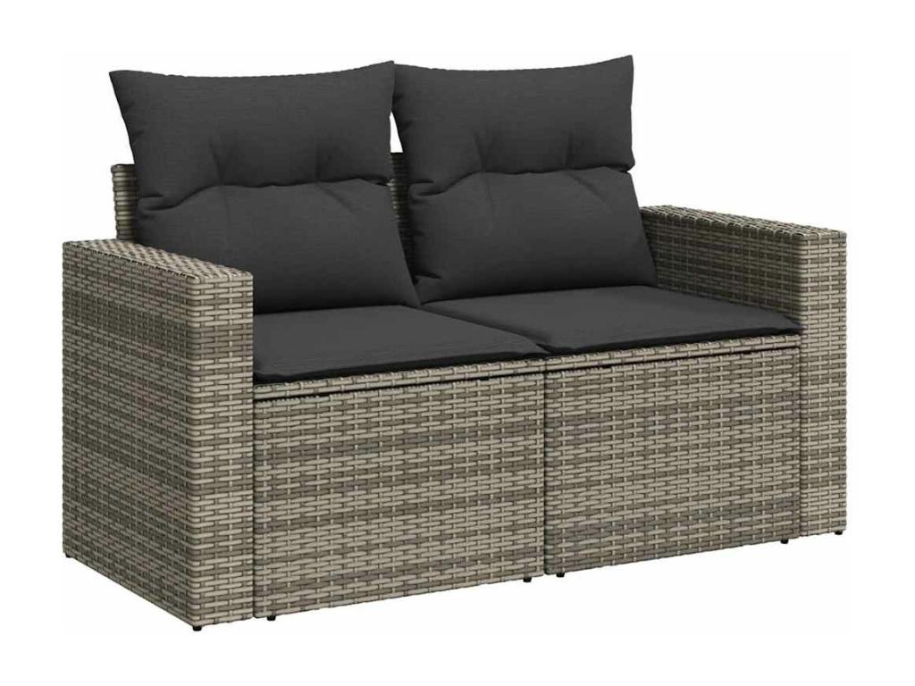 7-piece garden furniture set with cushions, grey woven resin 96416QSZG