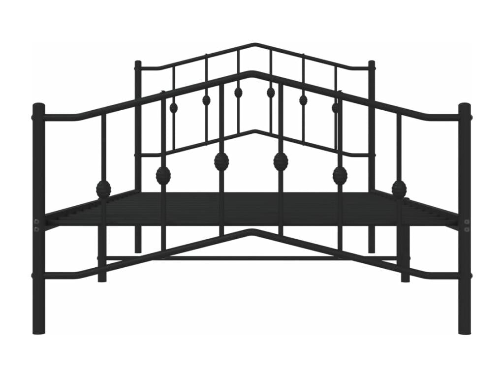 Metal bed frame with headboard and footboard, black, 107x203 cm, 42072UMVM