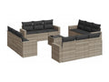 Garden furniture set with cushions, 13 pieces, light grey woven resin, 68752VADA