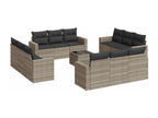 Garden furniture set with cushions, 13 pieces, light grey woven resin, 68752VADA