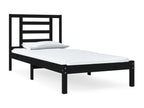 Black bed frame without mattress, 100x200 cm, solid pine wood, 97471RRDW