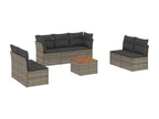 8-piece garden furniture set with grey resin wicker cushions 38221OGOB