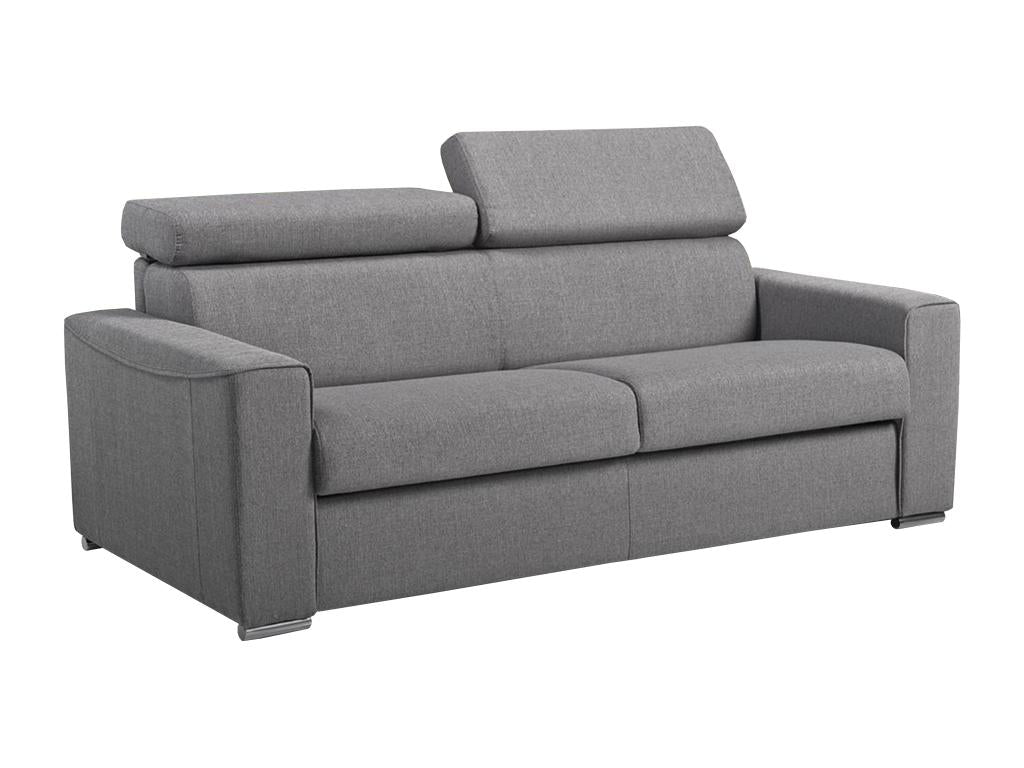 3-seater express convertible sofa in grey fabric - Delimoa wide sleeping area 140 cm - 16 cm memory foam mattress Delimoa 68140YWMG
