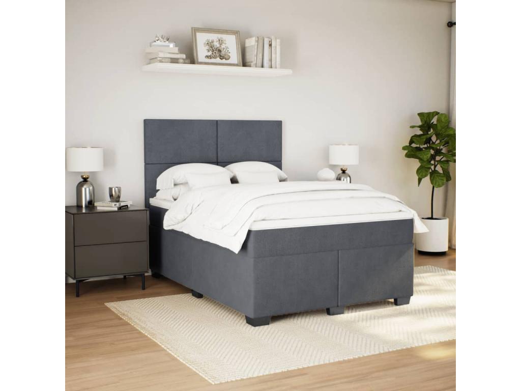 Artanzy bed base and mattress, Dark Grey, 140x190cm, Velvet, 93177LAEW