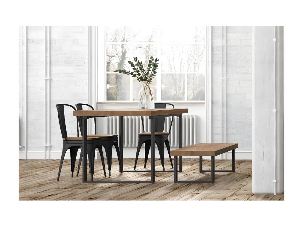 Delimoa - Extendable dining table in dark wood and black metal 18224LNCX