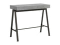 Extendable console table 90x40/300 cm Banco Concrete Grey with Anthracite frame 72951KGYO