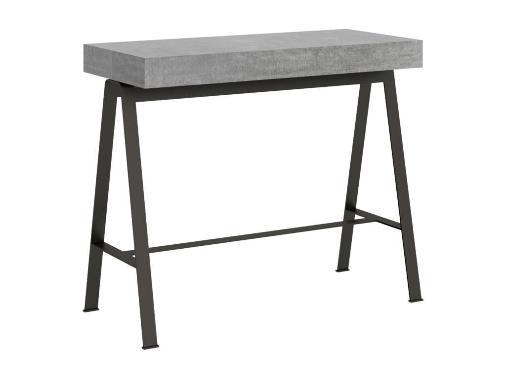 Extendable console table 90x40/300 cm Banco Concrete Grey with Anthracite frame 72951KGYO