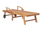 Set of 2 sun loungers with table and cushion, solid teak wood 82757KOOI