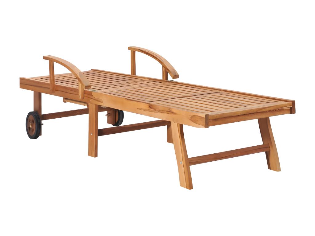 Set of 2 sun loungers with table and cushion, solid teak wood 82757KOOI