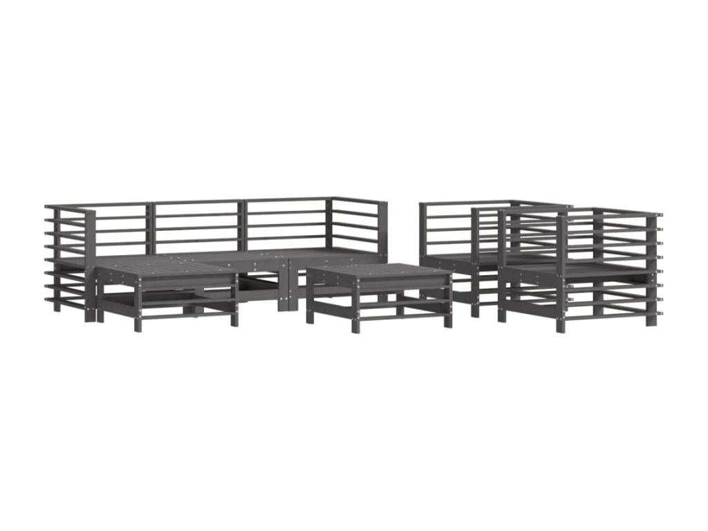 7-piece garden furniture set, grey, solid pine wood 04160CMMZ