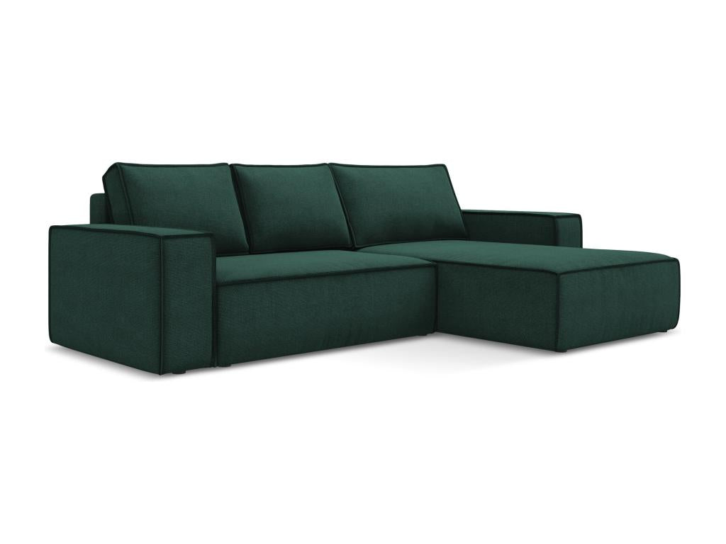 3-seater right-hand corner sofa bed in textured fabric - bottle green - Artanzy 53700WODC