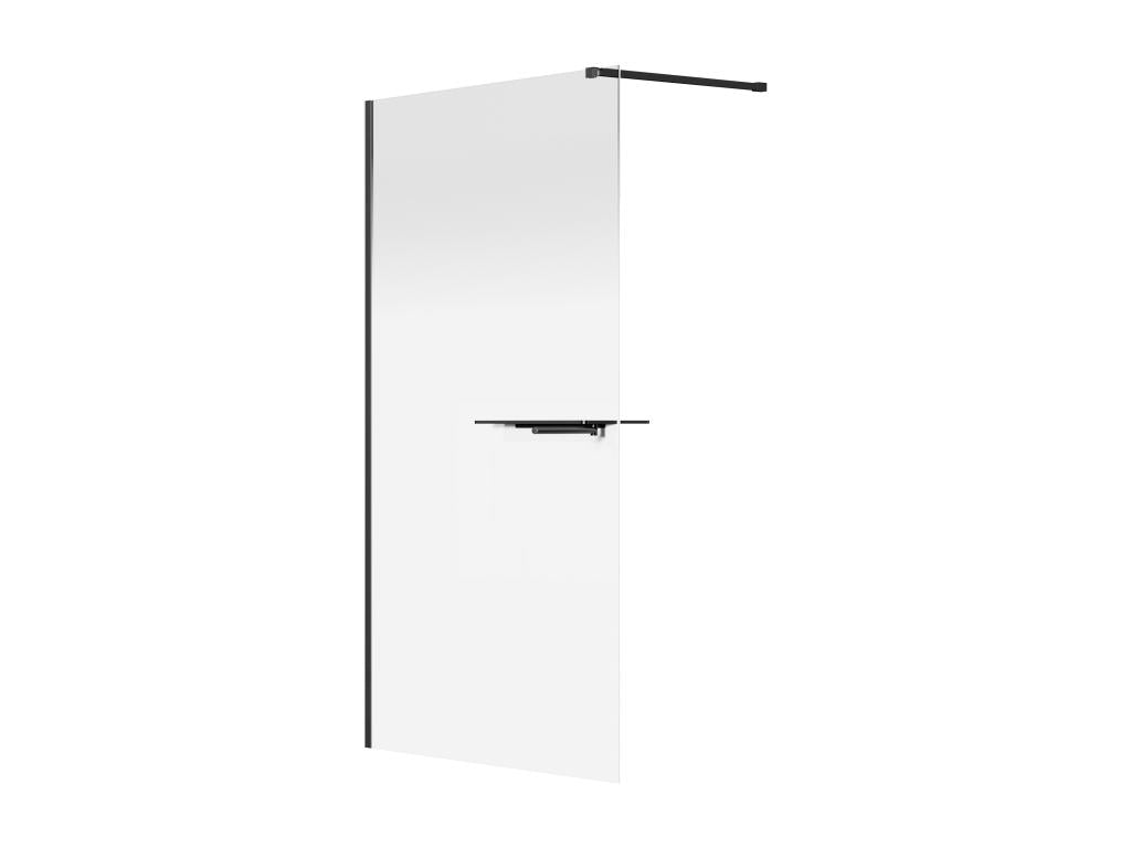 Walk-in shower enclosure with mist effect, towel rail, and shelves - 120x200 cm - Matte black - Delimoa 49249KJUK
