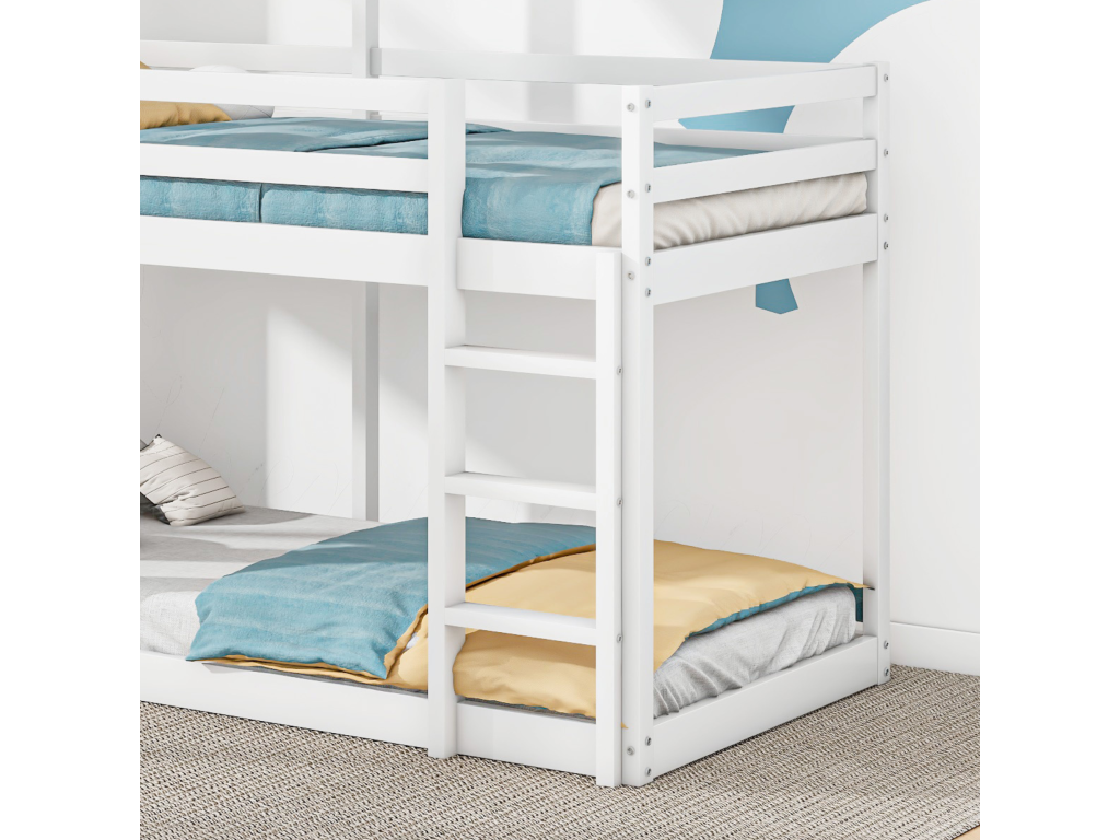 Bunk bed cabin style 90x200cm - solid wood - with 2 windows - White 83711DNZL