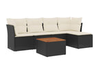 6-piece garden furniture set with cushions, black woven resin 30518JSFZ