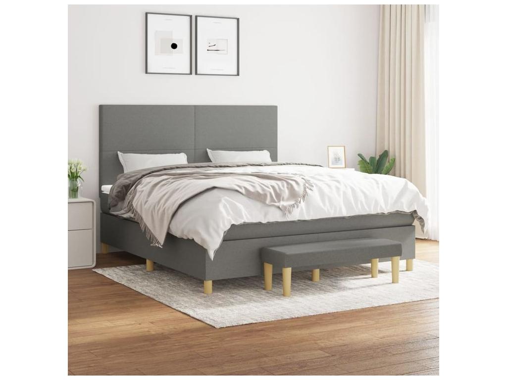 Delimoa bed base with mattress, dark grey, 160x200 cm, fabric, 15711KNUY