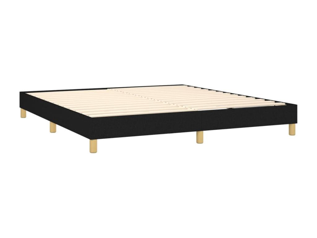 Upholstered bed base with mattress and LED lighting, black, 180x200 cm, fabric, 58793QBYG
