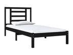 Black bed frame without mattress, 100x200 cm, solid pine wood, 97471RRDW