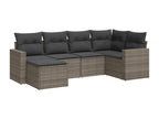 6-piece garden furniture set with grey resin wicker cushions 74783SVSM