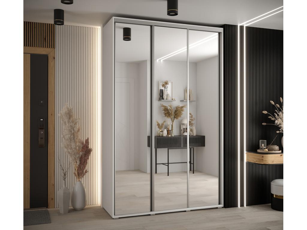 Artanzy 2 Sliding Door Wardrobe 235.2/150/60 3 Doors White/White/Silver 49247WVJU