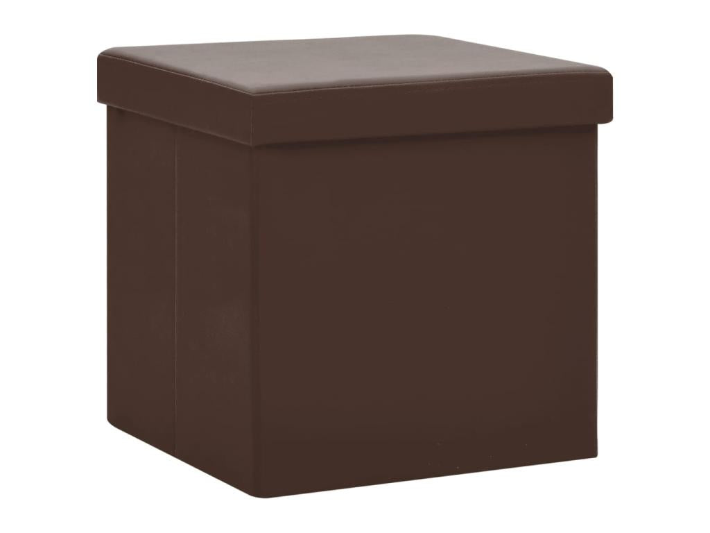 Folding Storage Stools, 2 pcs, Brown PVC, 63610MXBL