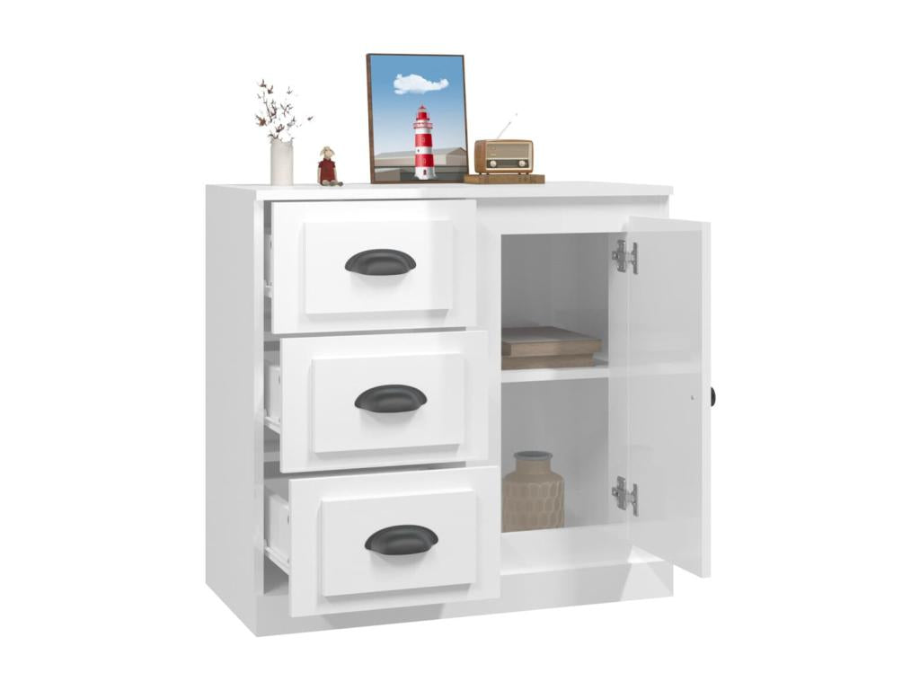High-gloss white sideboard 70x35.5x67.5 cm engineered wood 43550HMCI