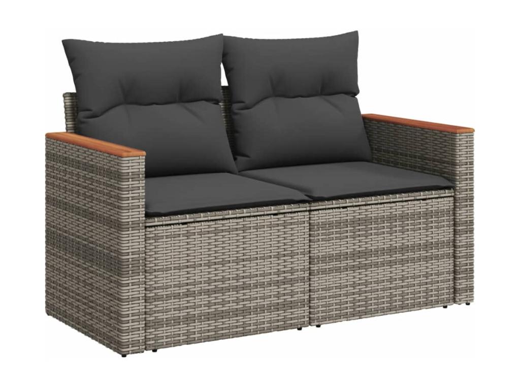 7-piece garden furniture set with cushions, grey wicker resin 94973TWGP