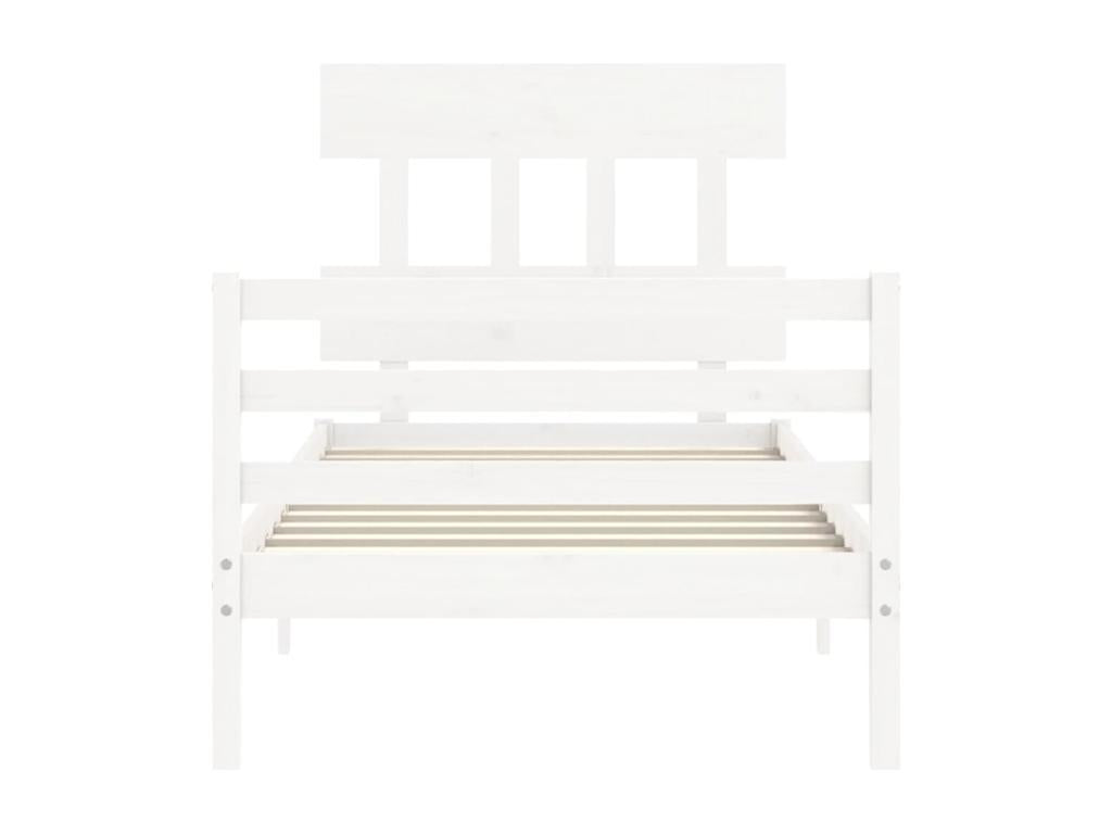 White bed and headboard 100x200 solid wood 67849IBBN