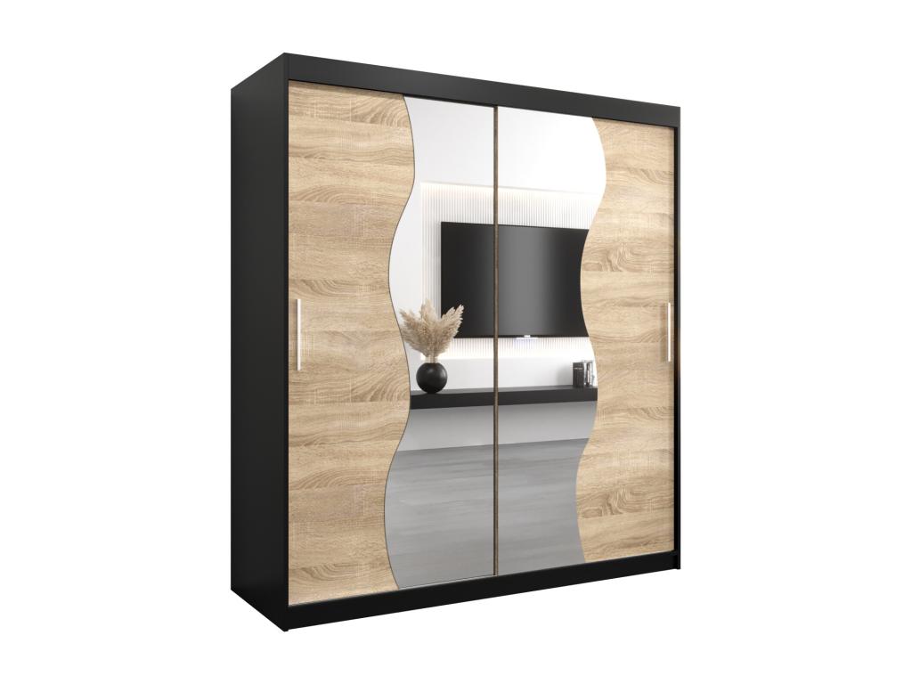 Delimoa Sliding Door Wardrobe 200/180/62 2 Doors Black/Delimoa 43628WCEY