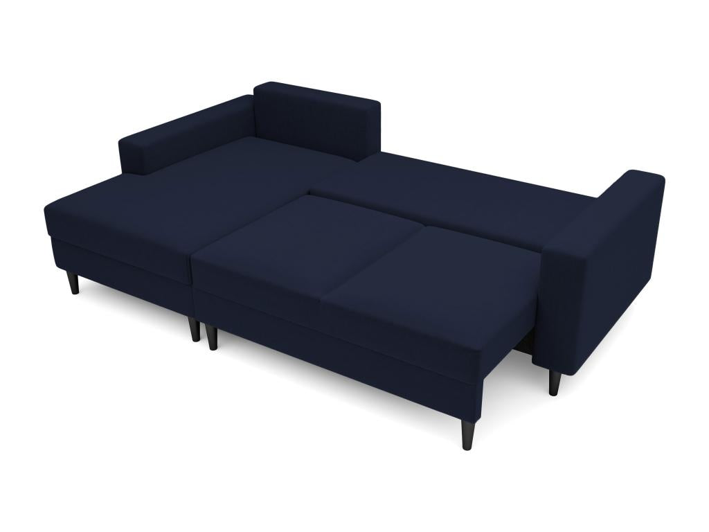 Corner sofa - 230 cm - L-shaped with storage compartment - water-repellent velvet - navy blue - left-hand side - Delimoa 70158WTHP