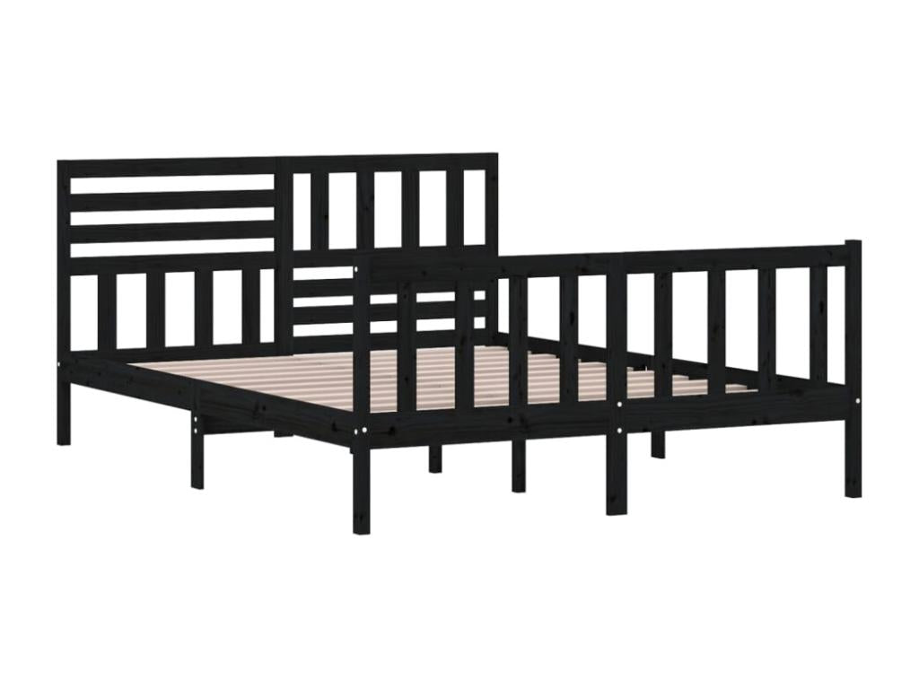 Black solid wood bed frame without mattress 15437IRUB