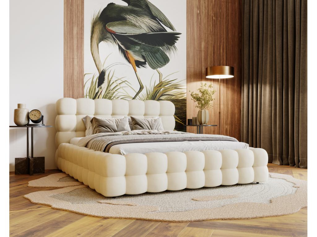 Delimoa Bed Delimoaé Parlas Bis - Double Bed 160x200 with Slatted Base and Delimoa Storage - Velvet Beige Fabric Amor Velvet 4323 39354HAQV