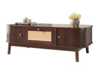 Living room coffee table - decorated with rattan and solid wood - country style - brown 47956XUAP
