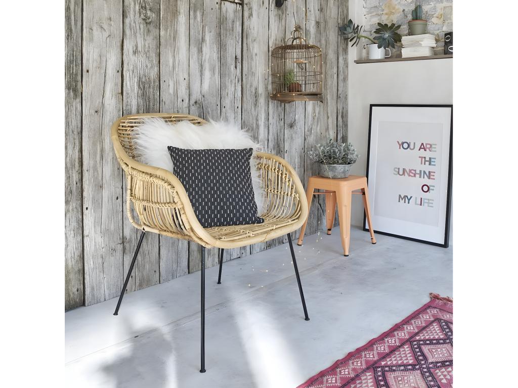Rattan and metal armchair 47932DCSC