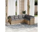 6-piece garden furniture set with cushions, beige wicker resin, 51444SCWF