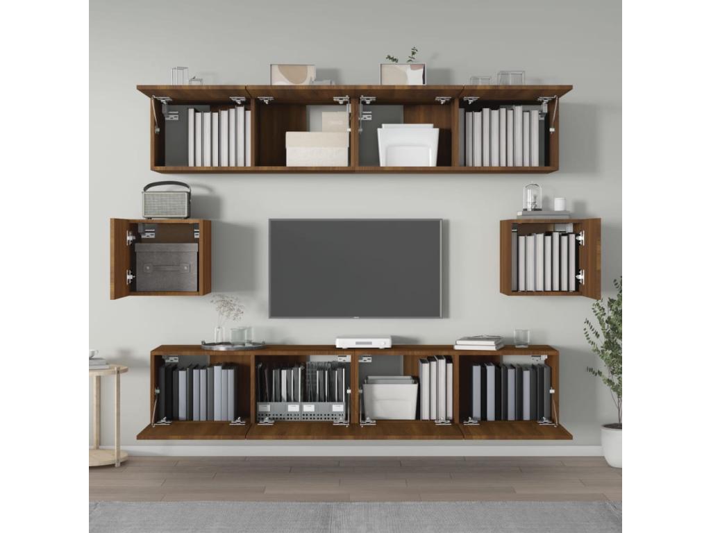 6-Piece TV Stand Set, Brown Oak Engineered Wood 17124RXUH