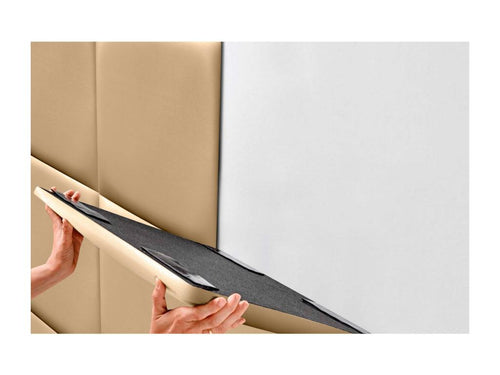 Artanzy Upholstered Headboard in High-Quality Faux Leather, composed of interchangeable self-adhesive panels, Champagne, 105 cm, 82808EZGB