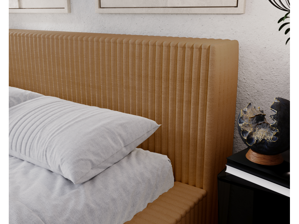 Delimoa Buffy Bed Frame 160x200 - Upholstered Bed with Storage, Fur Fabric, Delimoa 44 61777SPHD