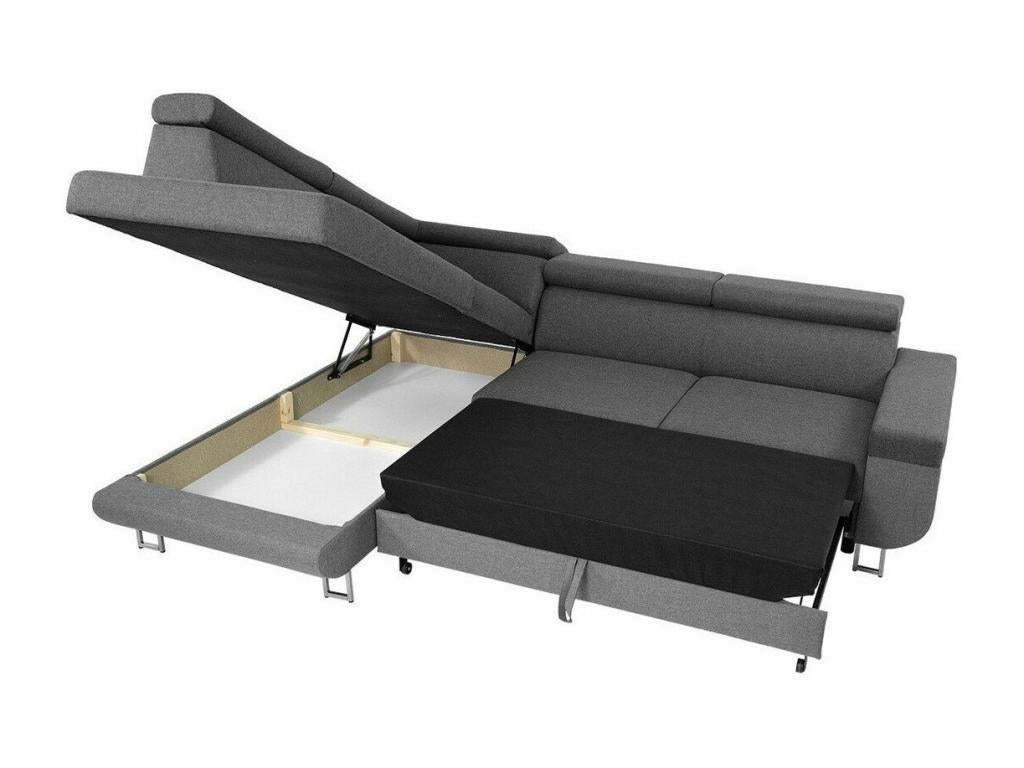 Delimoa 306 Corner Sofa, Grey, Sleeping Function, Bed Box, 253x188x71cm, 80812WSBE