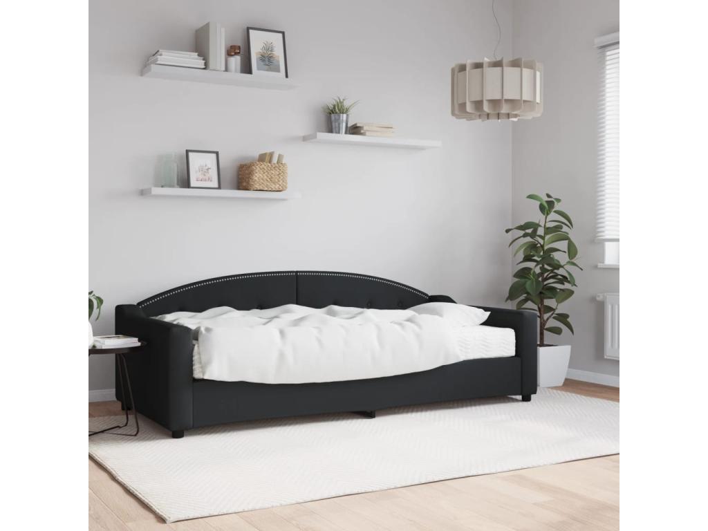 Daybed with black mattress 90x200 cm fabric 32708VGLS