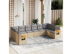 10-piece garden furniture set with cushions, beige woven resin, 93453UMVB