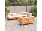 8-piece garden furniture set with cushions, brown wax finish, solid pine wood, 47281IQTS