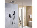 Complete matte black recessed LED shower set with brass lighting 42185JOSH