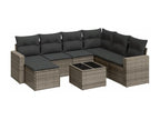8-piece garden furniture set with grey resin wicker cushions 04410VDGB