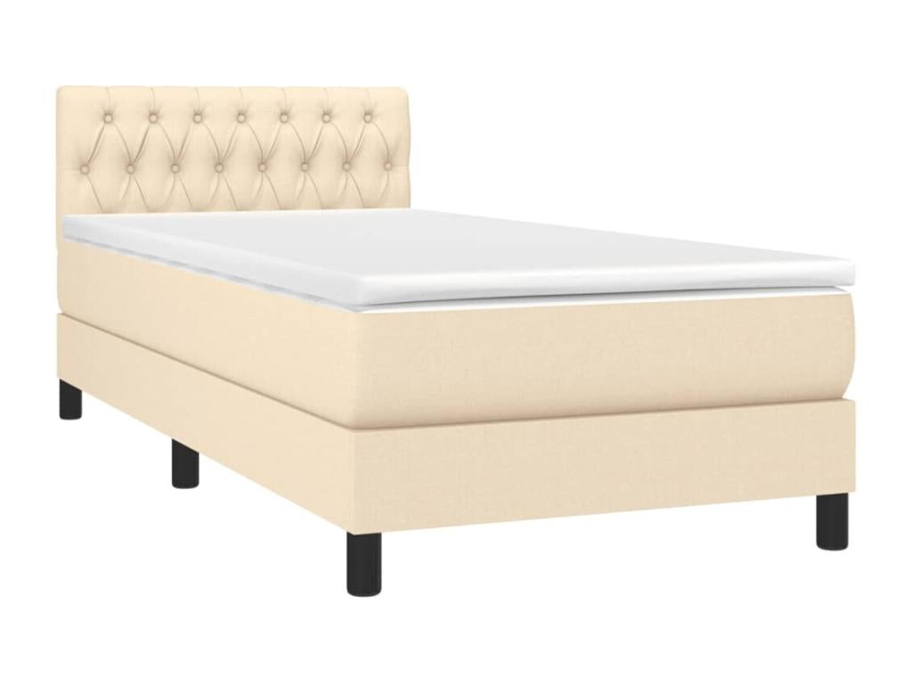 Upholstered bed base with mattress, Cream, 90x200 cm, Fabric 02764SZVN