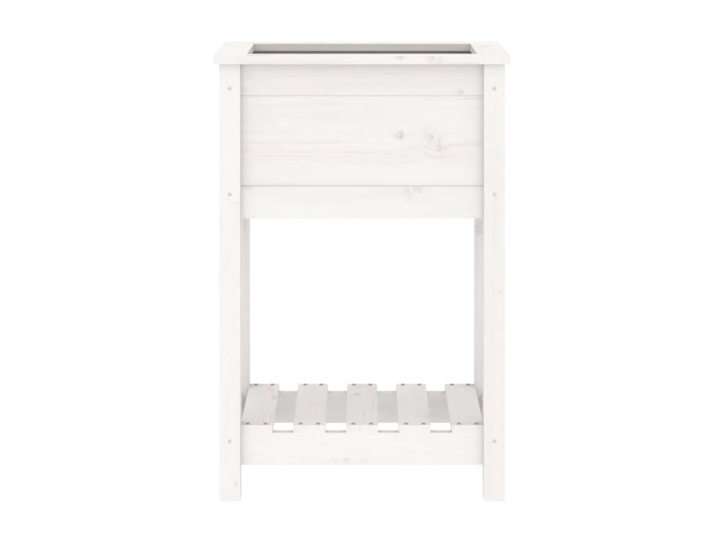 Planter with shelf, White, 54x34.5x81 cm, Solid pine wood, 74731OKDI