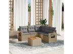 Garden furniture set with cushions, 6 pieces, meDelimoa beige woven resin, 36768TSEF