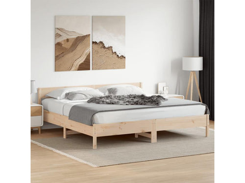 Bed frame with headboard 200x200 cm Solid pine wood 48361DNOP