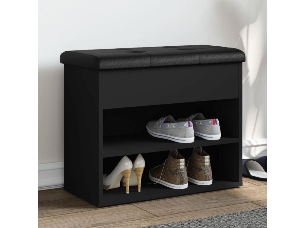 Black shoe bench 62x32x50 engineered wood 13291XNNI